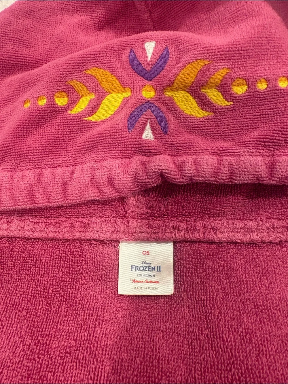 Hanna Andersson Anna Frozen Magenta Towel with Embroidery
